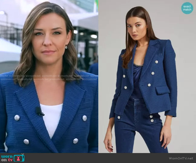 Generation Love Eliza Tweed Blazer in Oxford Navy worn by Mary Bruce on Good Morning America