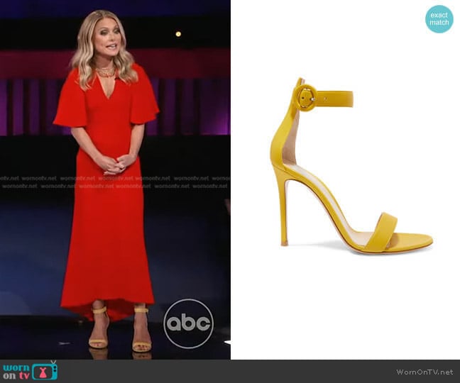 Gianvito Rossi Portofino Leather Sandals worn by Kelly Ripa on Generation Gap