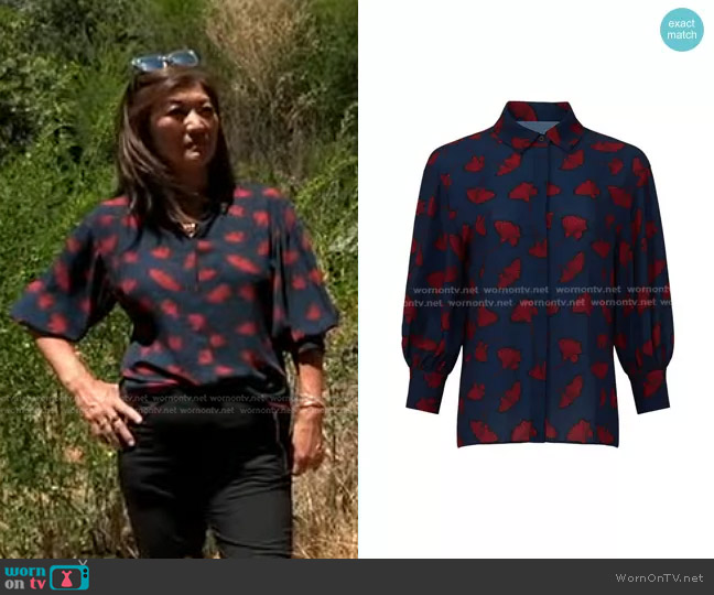 Jason Wu Gingko Print Blouse worn by Juju Chang on Good Morning America