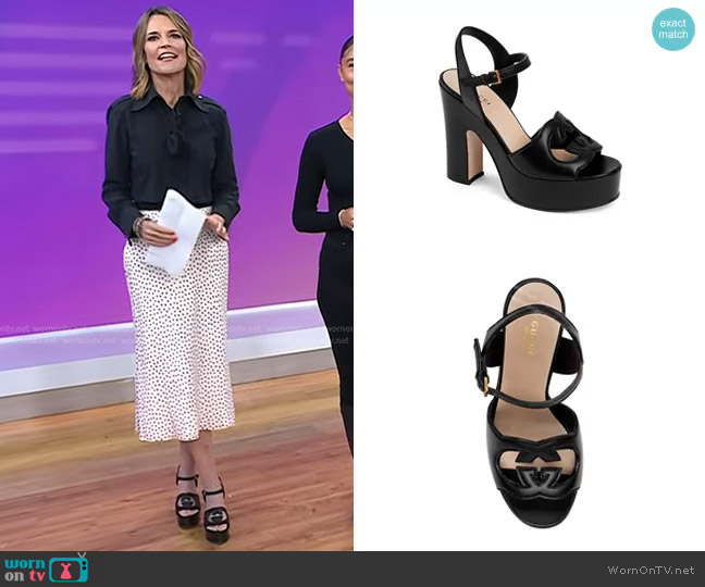 Gucci Cutout Platform Heeled Sandals worn by Savannah Guthrie on Today