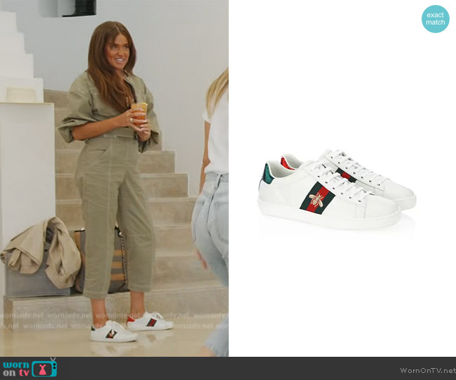 Gucci New Ace Bee Embroidered Sneakers worn by Brynn Whitfield on The Real Housewives of New York City