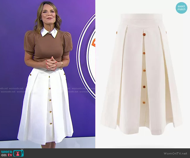 Gucci Pleated Flared Midi Skirt worn by Savannah Guthrie on Today