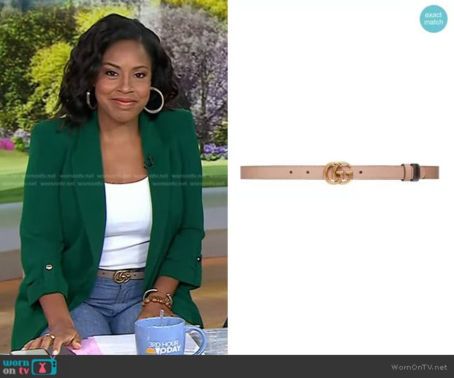 Gucci Reversible logo-plaque belt worn by Sheinelle Jones on Today