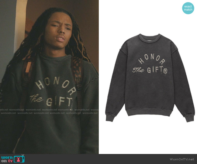 Honor The Gift Weathered Crewneck worn by Jake (Michael Epps) on The Chi