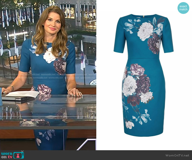 Hobbs Hazel Dress in Teal Multi worn by Jen Maxfield on Today