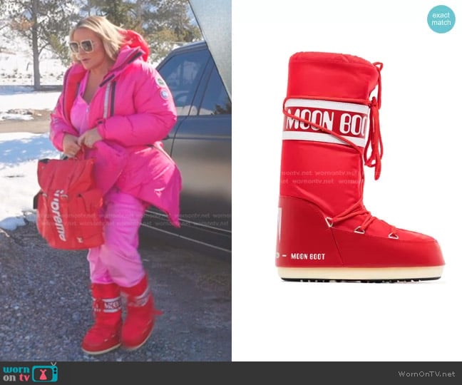 Moon Boot Icon logo snow boots worn by Heather Gay on The Real Housewives of Salt Lake City