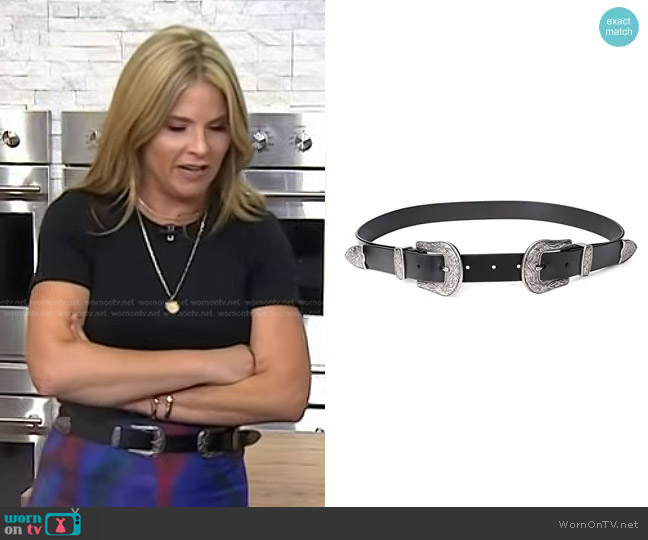 Jasgood Vintage Western Design Black Waist Belt worn by Jenna Bush Hager on Today