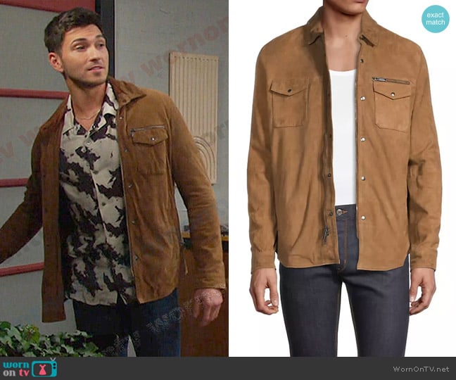 John Varvatos Shilo Suede Jacket in Antique worn by Alexander Kiriakis (Robert Scott Wilson) on Days of our Lives