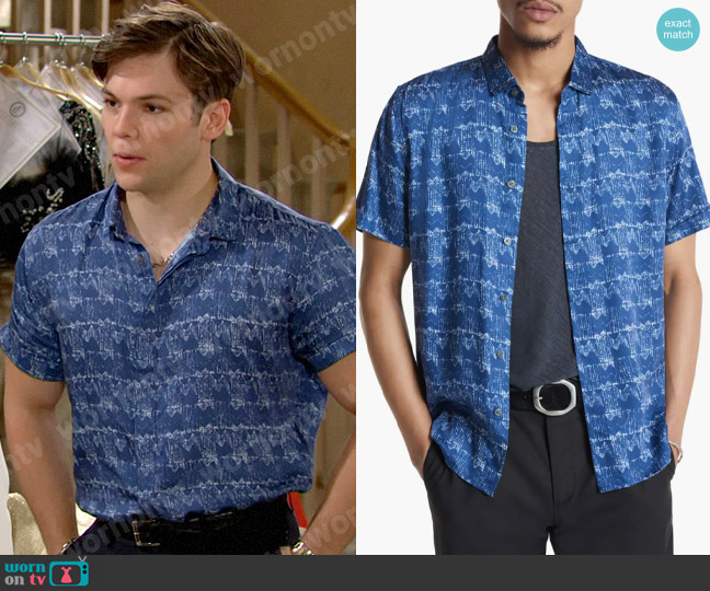 John Varvatos Loren Shirt in Capri Blue worn by R.J. Forrester (Joshua Hoffman) on The Bold and the Beautiful