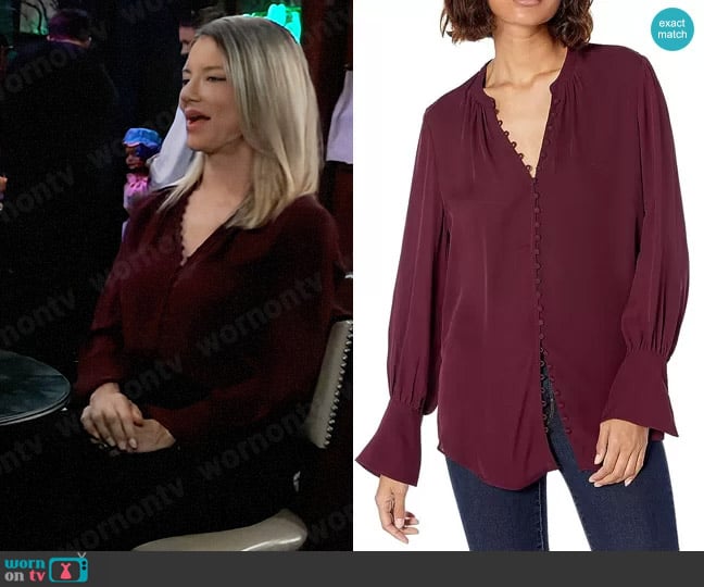 Joie Tariana Button-Up Silk Blouse worn by Nina Reeves (Cynthia Watros) on General Hospital