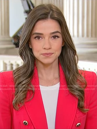 WornOnTV Julie Tsirkins Pink Double Breasted Blazer On NBC News Daily Julie Tsirkin