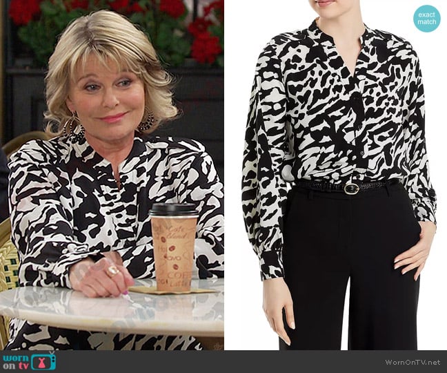 Karl Lagerfeld Printed Utility Blouse worn by Bonnie Lockhart (Judi Evans) on Days of our Lives