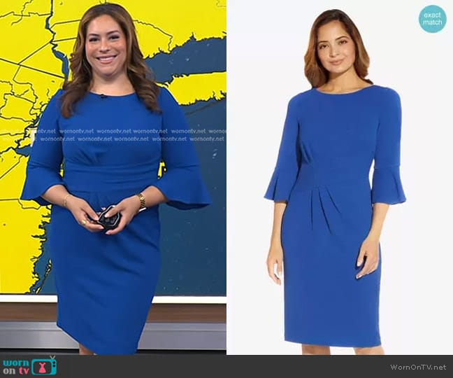 Adrianna Papell Knit Drapes Sheath Dress in Blue Sapphire worn by Violeta Yas on Today