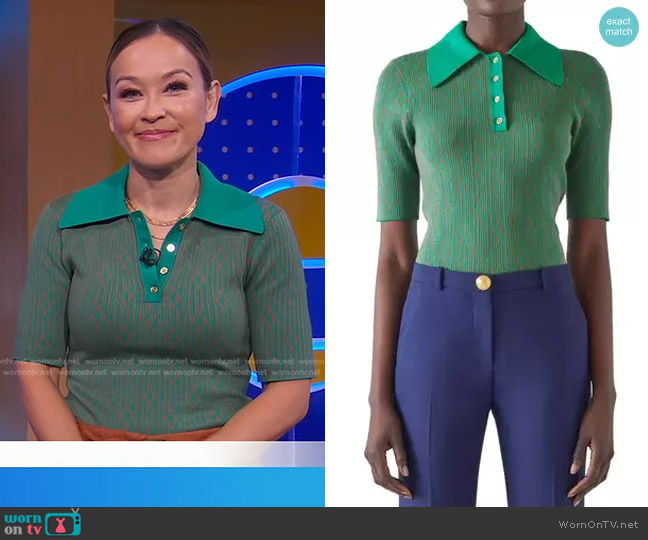 LK Bennett Crawford Jacquard Polo worn by Eva Pilgrim on Good Morning America