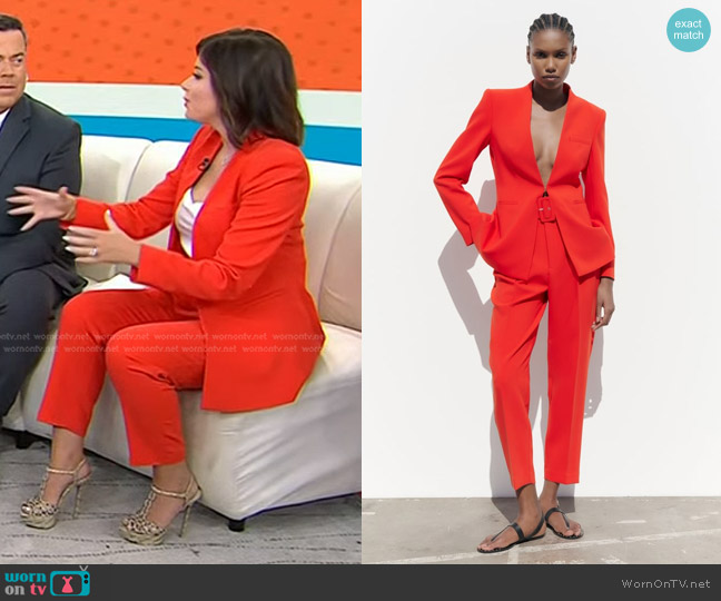 Zara Lapelless Fitted Blazer and Pants worn by Chloe Mela on Today