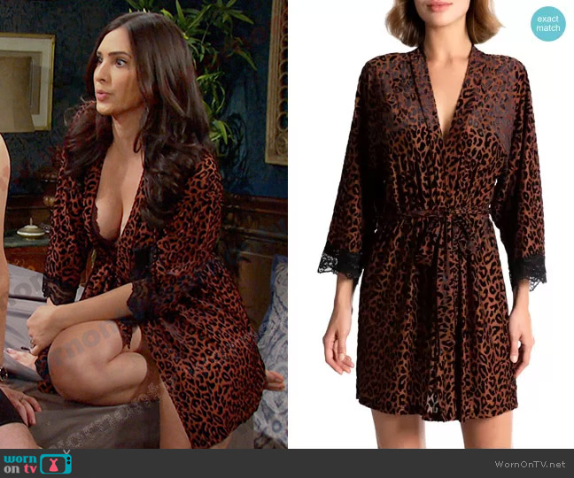 In Bloom by Jonquil Leopard Print Velvet Wrap worn by Gabi Hernandez (Camila Banus) on Days of our Lives