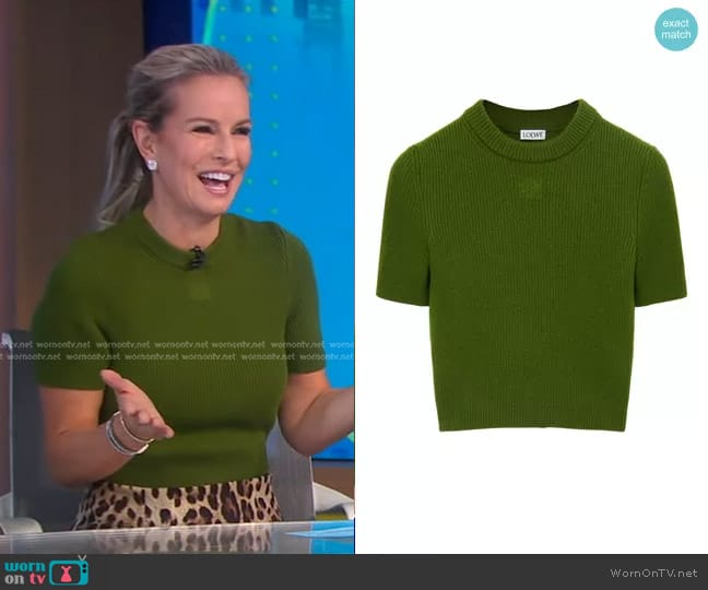 Loewe Anagram Embroidered Ribbed Sweater worn by Dr. Jennifer Ashton on Good Morning America