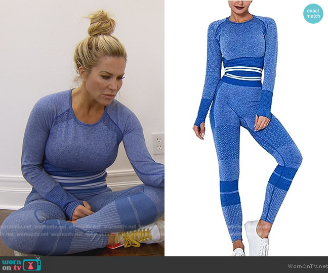 Manon Rosa Workout Set in Blue worn by Jennifer Pedranti on The Real Housewives of Orange County