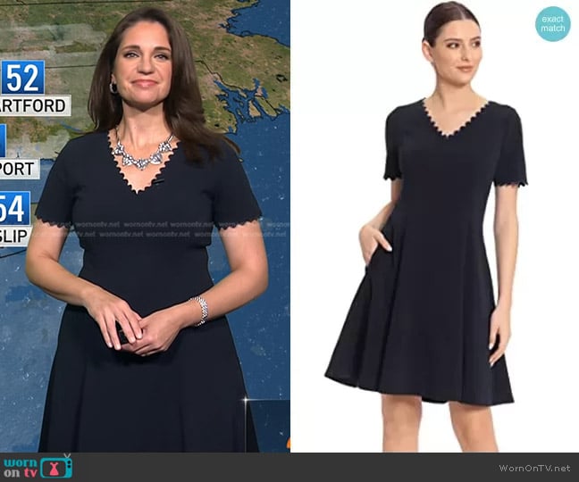 Maggy London Scallop Trim V-Neck and Short Sleeves Dress worn by Maria Larosa on Today