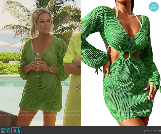 MakeMeChic Crochet Knit Coverup worn by Jennifer Pedranti on The Real Housewives of Orange County