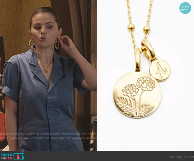 Rellery Marigold Initial Necklace worn by Mabel Mora (Selena Gomez) on Only Murders in the Building