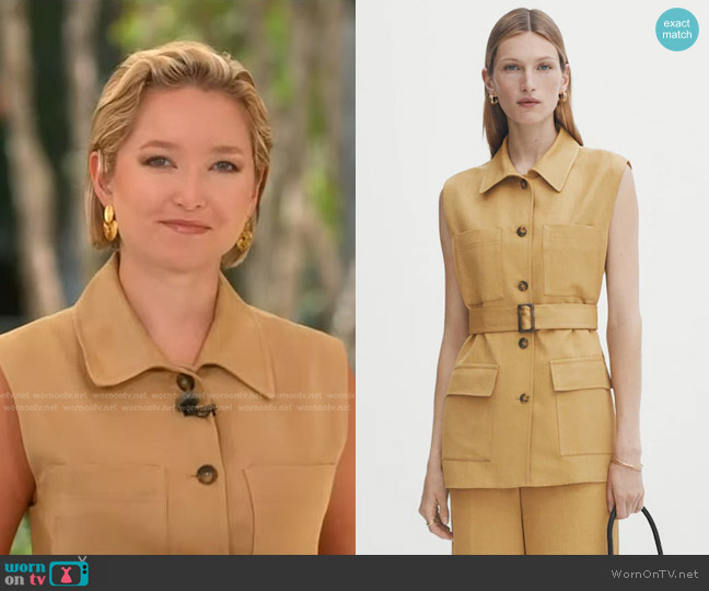 Massimo Dutti Suit Waistcoat With Belt And Four Pockets worn by Dasha Burns on NBC News Daily