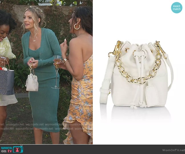 Bonnie Leather Bucket Bag by Max + Min worn by Taylor Ann Green on Southern Charm