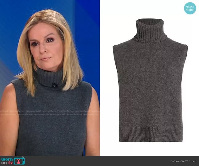 Nili Lotan Arthur Sleeveless Turtleneck Sweater in Charcoal worn by Dr. Jennifer Ashton on Good Morning America