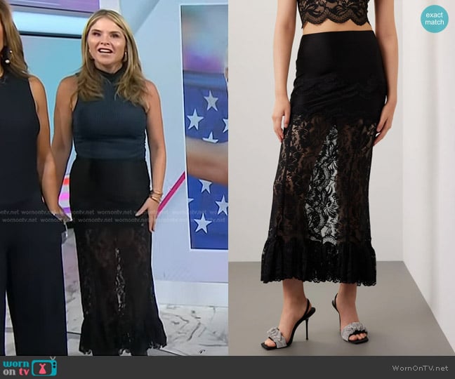 Paco Rabanne Floral Embroidered Lace Maxi Skirt worn by Jenna Bush Hager on Today