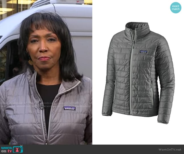 Feather Grey by Patagonia Nano Puff Jacket worn by Rehema Ellis on NBC News Daily