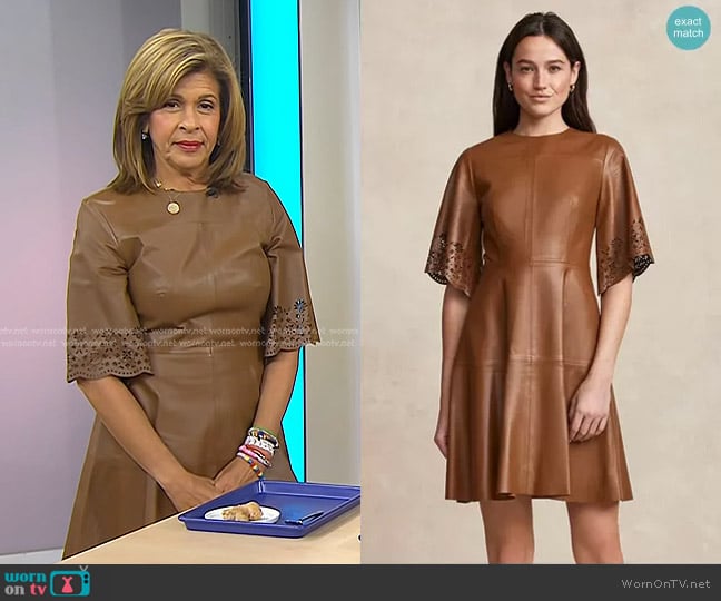 Pearl by Lela Rose Leather A-Line Dress worn by Hoda Kotb on Today