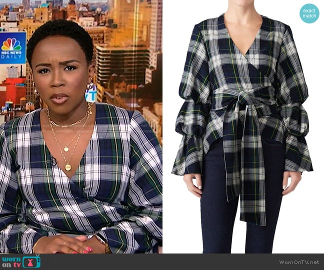 Petersyn Plaid Dexter Top worn by Zinhle Essamuah on NBC News Daily