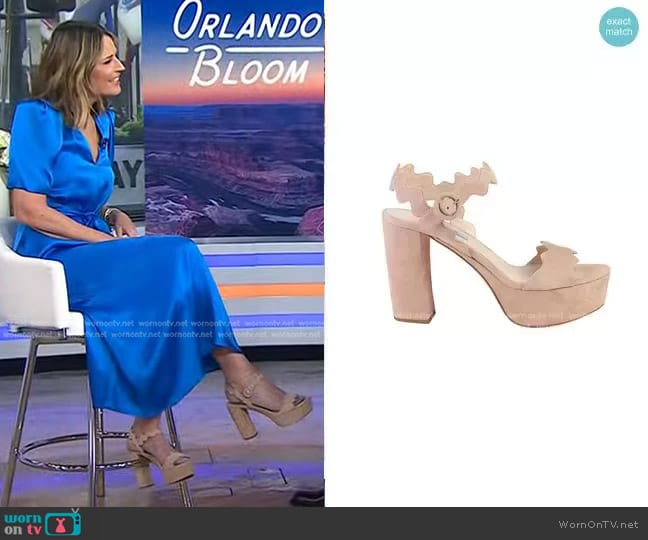 Prada Scalloped Suede Platform Sandal worn by Savannah Guthrie on Today