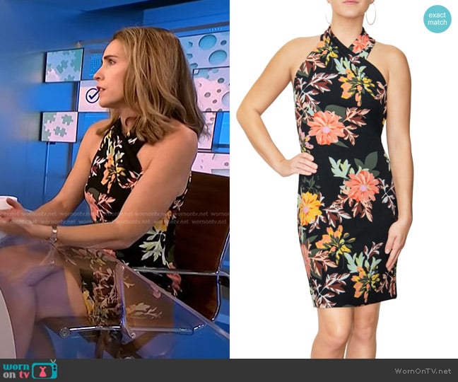 RACHEL Rachel Roy Harland Floral-Print Halter Dress in Black worn by Elizabeth Pearson on NBC News Daily