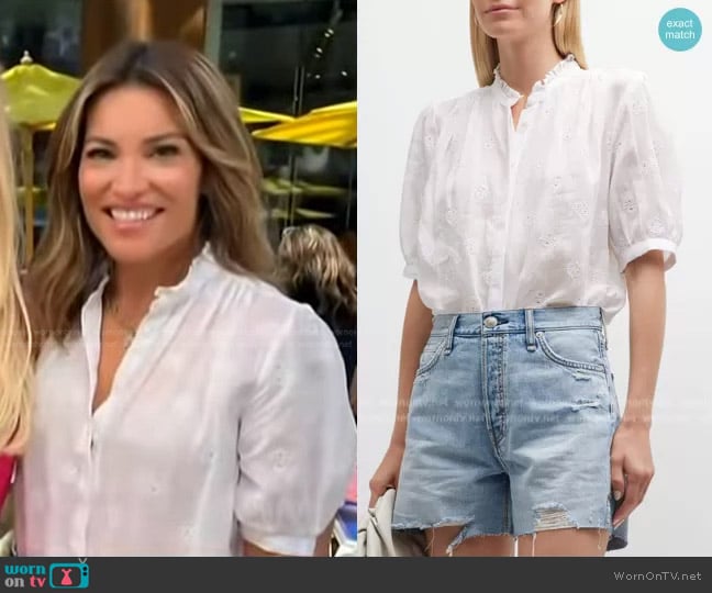 Rag and Bone Jordan Short-Sleeve Embroidered Top worn by Kit Hoover on Access Hollywood