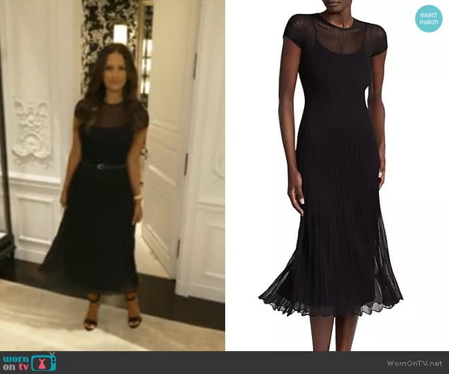 Ralph Lauren Collection Open-Knit Pleated Midi-Dress worn by Rocsi Diaz on Good Morning America