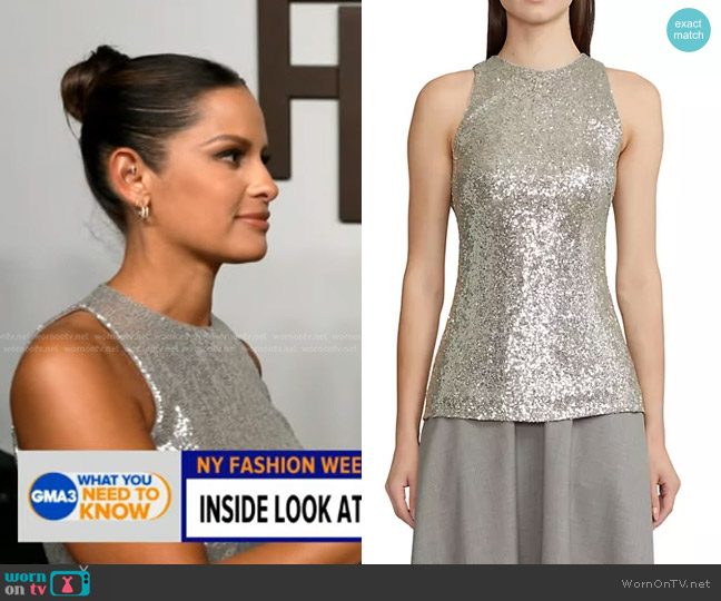 Ralph Lauren Collection Sequined Sleeveless Top worn by Rocsi Diaz on Good Morning America