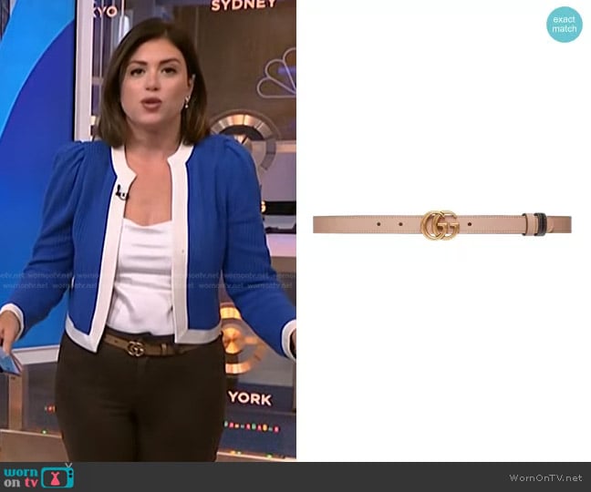 Gucci Reversible logo-plaque belt worn by Chloe Melas on NBC News Daily