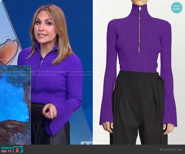 Proenza Schouler Rib-Knit Mock Turtleneck Sweater worn by Lori Bergamotto on Good Morning America