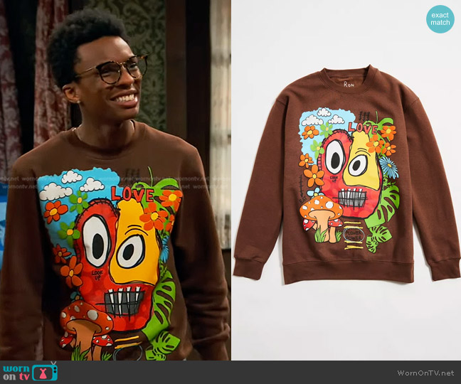 Ron Bass Love Icon Crew Neck Sweatshirt worn by Noah Lambert (Israel Johnson) on Bunkd