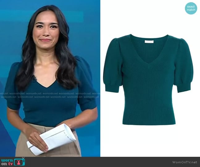 Ramy Brook Rory Puff-Sleeve Sweater worn by Emilie Ikeda on Today