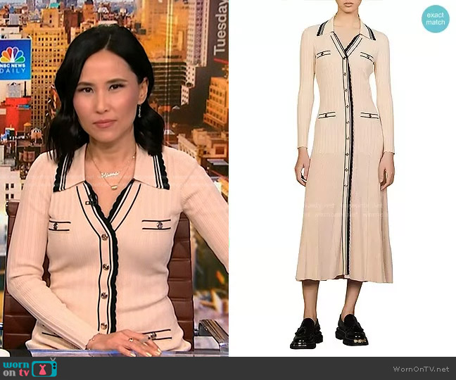 Sandro Alexandrine Knit Midi Dress worn by Vicky Nguyen on NBC News Daily