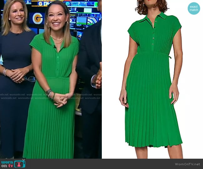 Wornontv Evas Green Pleated Dress On Good Morning America Eva Pilgrim Clothes And Wardrobe 1259