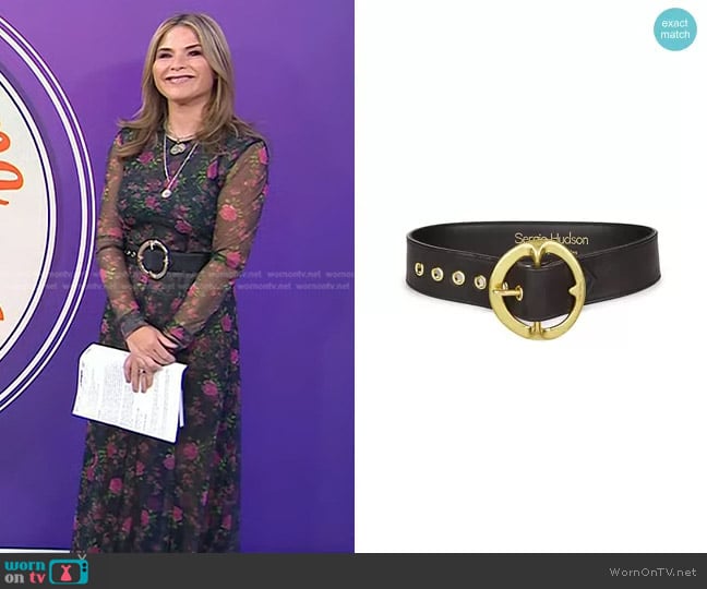 Sergio Hudson Signature Buckle Leather Belt worn by Jenna Bush Hager on Today