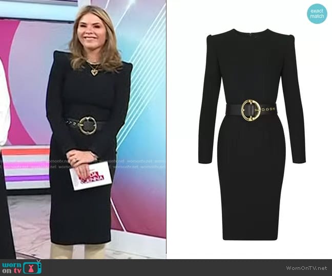 Sergio Hudson Signature Crepe Midi Dress worn by Jenna Bush Hager on Today