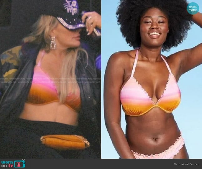 Shade & Shore Push-Up Ruffle Triangle Bikini Top in Pink Ombre worn by Heather Gay on The Real Housewives of Salt Lake City