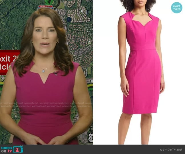 Tahari ASL Star Neck Sheath Dress in Wild Berry worn by Heather O’Rourke on Good Morning America