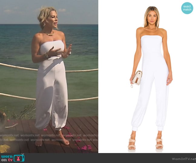 Susana Monaco Strapless Cuffed Ankle Jumpsuit worn by Jennifer Pedranti on The Real Housewives of Orange County