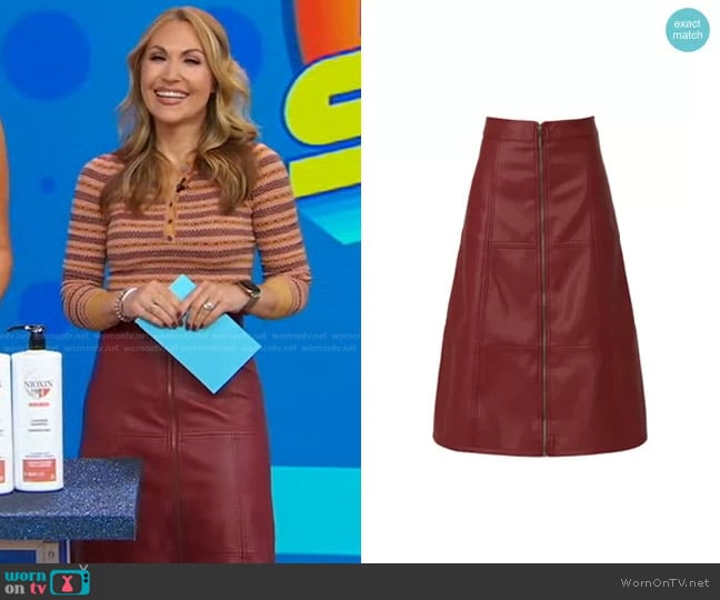 Sweet Baby Jamie Ruby Faux Leather Skirt worn by Lori Bergamotto on Good Morning America