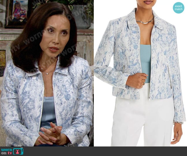 T Tahari Front Zip Moto Jacket worn by Li Finnegan (Naomi Matsuda) on The Bold and the Beautiful